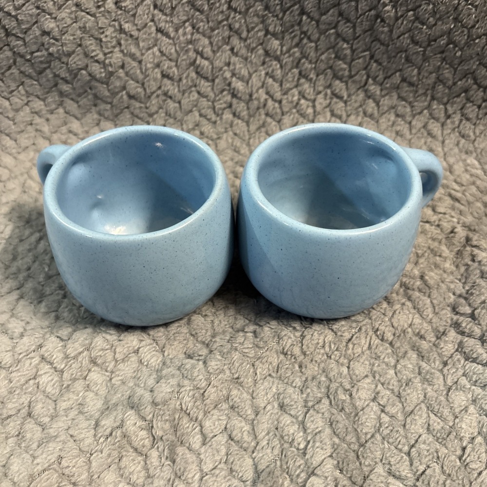 2 Vintage Frankoma Pottery 4C Mug Baby Blue 8 oz